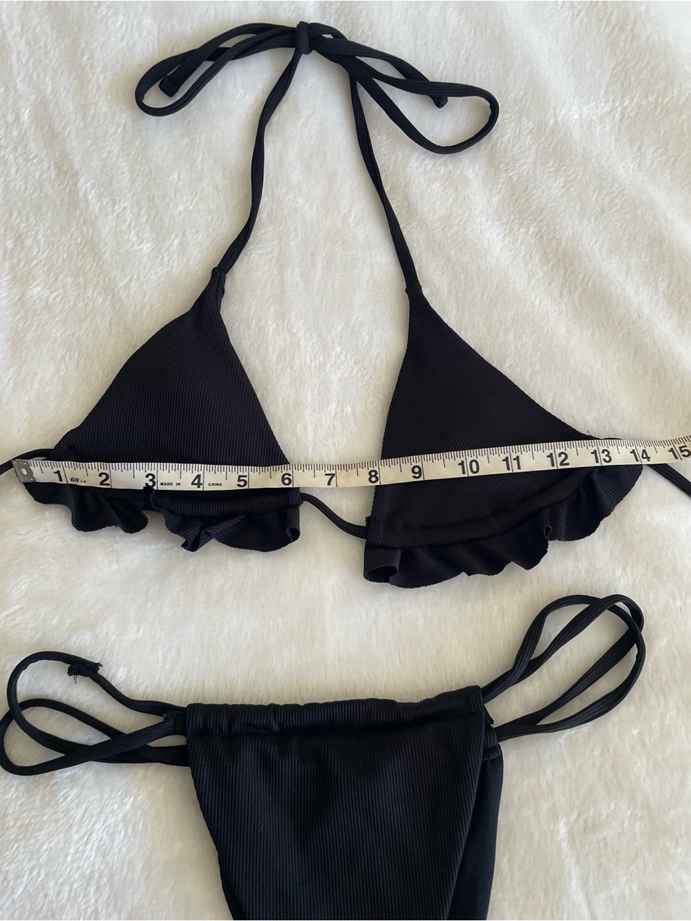 Black Ruffle Triangle Bikini Set - Picture 3 of 4